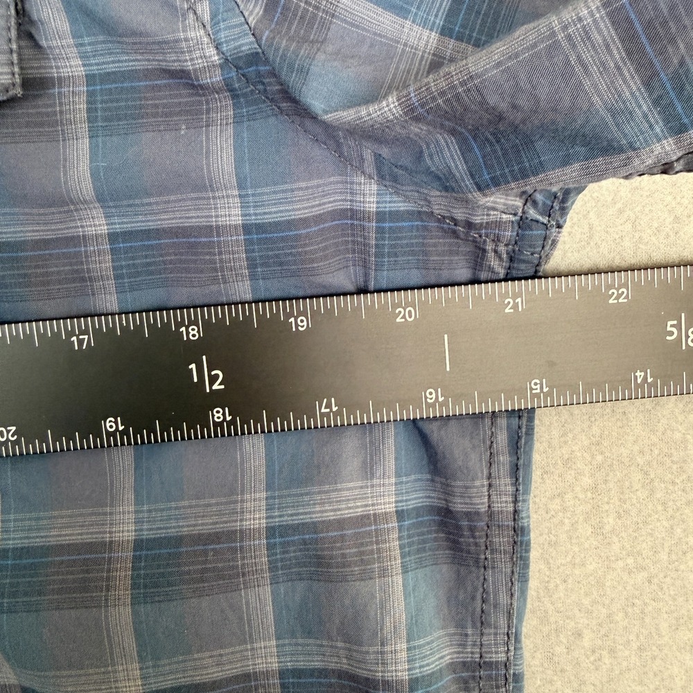 Calvin Klein Jeans Shirt Mens Medium Blue Plaid Short Sleeve Snap Button Pockets - Picture 10 of 14